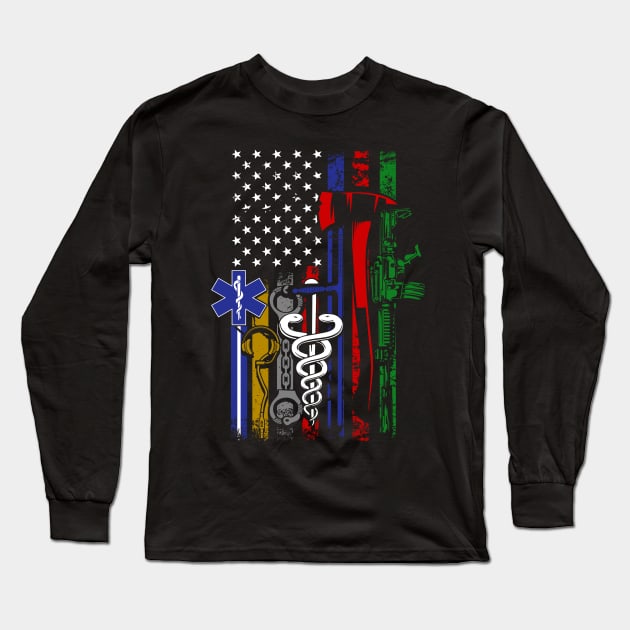 No One Fights Alone Heroes Flag Long Sleeve T-Shirt by Zone32